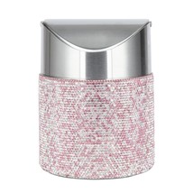 Bling Rhinestone Mini Trash Can Tiny Waste Can With Swing Lid Stainless Steel,Su - £42.46 GBP