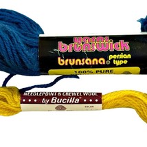 Brunswick 40 YDs Bucilla 10 YDs Lot of 2 Skeins Persian Wool Yarn Blue Yellow - £3.89 GBP