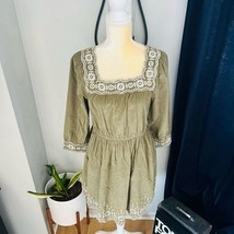 MADEWELL Embroidered Square Neck Corduroy Minidress, Small (2/4), Tan, NWT - $99.00