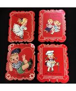 4 Vintage 1950&#39;s Folding Valentine Cards Scalloped Edge Ameri-Card USA - $19.79