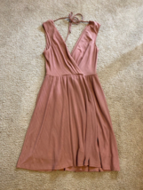 BCBGeneration Knit Drape Dress Mauve V Neck Solid Tie XS Midi Dress Spaghetti - £13.85 GBP