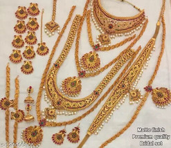 Kundan South Temple Necklace haar Mala Jewelry Set Party Fashion Wedding Wear2 - $80.66