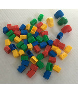 Monolopy junior game piece lot plastic houses cars red yellow blue green... - £15.53 GBP