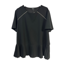 River Island Womens Blouse Black Short Sleeve Pleated Pullover Plus 20 New - £22.40 GBP