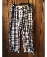 Gillian O Malley Lounge Pants Size L Gray Plaid Elastic Drawstring Pocke... - £7.09 GBP