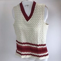 Vtg Top Empress Sports Mod Knit textured polyester Shell Zig zag Grannycore - £11.59 GBP