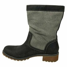 Timberland Womans Wenham Mid Pull on Leather and Canvas Dark Gray Boots A1B94 - £38.32 GBP