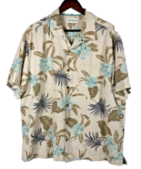 Caribbean Hawaiian Shirt Size XL Mens Silk Button Down Textured Tan Palm... - $557.54 MXN