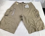 Mens 36&quot; Geo Graphic Regular Fit Tan Khaki Cargo Shorts Y2K Flat Front NEW - £15.78 GBP