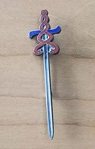 Estate Sterling Enamel Blue Red Brooch Snake Serpent Doctor Nurse Medicine - $24.50