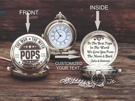 Engraved Brass Pocket Watch - Personalized Gift For Pops - Gifts For Family - £18.34 GBP+