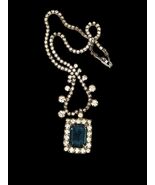 Vintage WEISS Blue Emerald Cut Rhinestone Necklace Clear Stones Statement - $2,450.77 MXN
