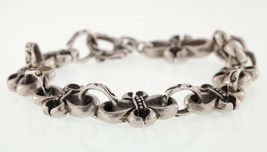 Men&#39;s Gothic Style Sterling Silver Bracelet 9&quot; Long, Biker/Rocker Jewelry - £229.73 GBP
