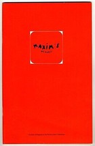 Maxim&#39;s of Paris Booklet by The Pavilion Intercontinental Hotel Singapore 1982 - $49.45