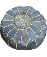 Vintage leather Moroccan pouf- Moroccan ottoman bleu - Vintage bleu pouf... - $1,621.34 MXN