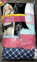 Just My Size ~ Women&#39;s Brief Underwear Panties 10-Pair Cotton Multicolor ~ 12 - £26.33 GBP