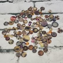 Vintage Buttons Large Lot Assorted Sizes Gray Brown Woodgrain Sewing Cra... - $29.69