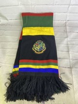 Harry Potter Crest Logo Multicolor Striped Winter Scarf with Fringe Adult Unisex - £16.61 GBP