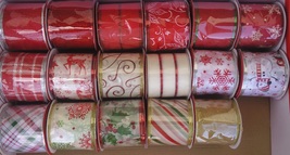 CHRISTMAS RIBBON WIRE EDGED 2.5 Inch X 3 Yards/Pk Ribbons  SELECT: Design - £2.35 GBP