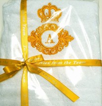 Personalised towels Crown Monogram Name Initials White Gift Christmas Bi... - £9.16 GBP+