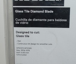 Kobalt 1615980 10 Inch Glass Tile Wet Diamond Circular Saw Blade image 6