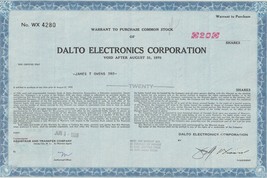 Dalto Electronics Corp. Stock Certificate- 1969 Vintage Financial  Instr... - $5.79