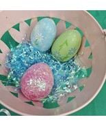 Vintage Hand Crafted Easter Egg Ornaments Metal Bucket + Extras Lot Of 4... - €10,40 EUR