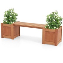 Farmhouse Durable Outdoor Wooden Planter Box with Garden Bench - $337.92 CAD