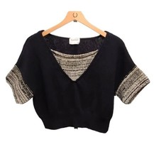 Callahan Knitwear Womens Size M Margot Cropped Sweater Chunky Knit Black Gray  - £31.75 GBP