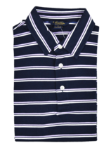 Brooks Brothers Mens Navy Blue Double Stripe Slim Fit Polo Shirt, Large ... - $44.17