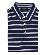 Brooks Brothers Mens Navy Blue Double Stripe Slim Fit Polo Shirt, Large ... - $60.41 CAD