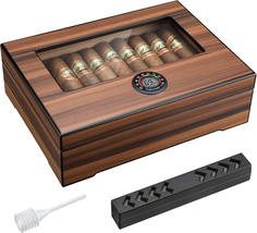 Handmade Cedar Wood Cigar Humidor Box with Humidifier and Hygrometer - $775.45 MXN