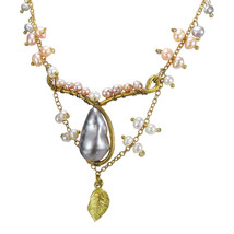 Vintage Inspired Brass Pearl Teardrop Goddess Necklace - £24.35 GBP