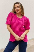 And The Why Full Size Bubble Textured Puff Sleeve Top - £33.54 GBP