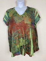 Susan Lawrence Womens Plus Size 2X Colorful Sublimation Blouse Short Sleeve - $10.25
