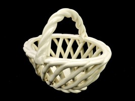Woven Art Pottery Trinket Basket, 5&quot; x 4&quot;, Braided Handle, Rope Rim, Vin... - £19.54 GBP