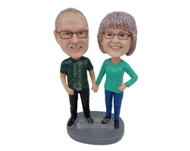 Custom Bobblehead Fashionable Couple Holding Hands Wearing Casual Outfits - Wedd - £115.67 GBP