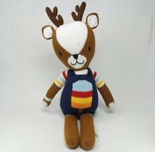 20&quot; Cuddle + Kind Handmade In Peru Brown Reindeer Stuffed Animal Plush Toy Knit - £66.42 GBP