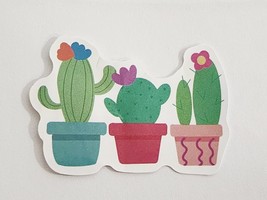 Three Colorful Cacti in Pots Simple Cartoon Plant Sticker Decal Embellishment - £1.89 GBP