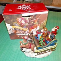 Set Of 5 Christmas Spreaders In Reindeer Driven Sleigh - Resin - Kirland - Euc! - £19.86 GBP