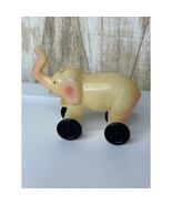 Vintage Plastic Pull Toy Elephant on Wheels Rolling Animal Figurine - $222.87 MXN