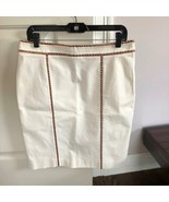  CELINE White Skirt Leather Trim SZ FR 42/US 12 EUC - $1,454.97 MXN