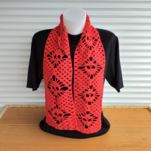 Handmade Red Crochet SCARF SKULL Scarf for Halloween Gothic Red Crochet ... - £27.11 GBP