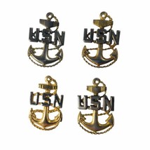 Genuine Sterling Silver U. S. Navy Usn Anchor Collar Lapel Pin Lot Of 4 No Backs - £52.28 GBP