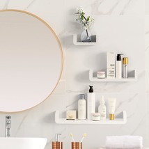 3 Floating U Shelves Wall Mount, Bathroom Organizer Non-Drilling, Picture - £31.83 GBP