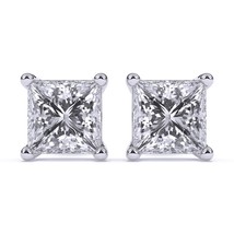 1 Ct Natural Diamond SI Clarity Square Shape Solitaire 4 Prong Basket Style Stud - £1,853.22 GBP