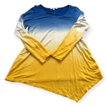 Single Thread Womens Blue To Yellow Ombré Pullover Sweater Top Medium - $19.22