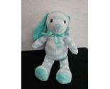 KellyToy Easter Bunny Plush Stuffed Animal Knitted Teal Green Stripes - £19.86 GBP