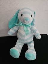 KellyToy Easter Bunny Plush Stuffed Animal Knitted Teal Green Stripes - £19.40 GBP