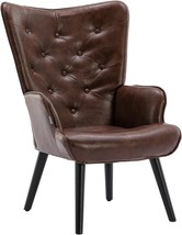 Dolonm Modern Tufted Button Wingback Reading Chair With Arms, Upholstered Tall - £204.42 GBP